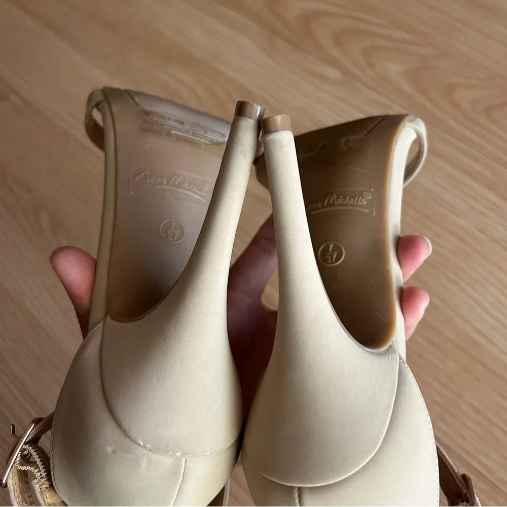 Anne Michelle Nude Strap Stiletto Heels Women’s 7/37